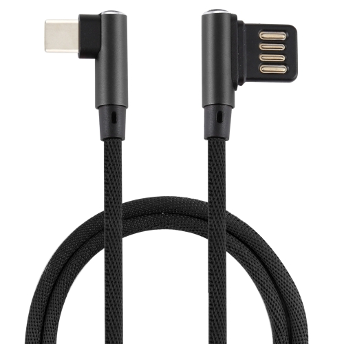 

2A USB Elbow to USB-C / Type-C Elbow Braided Data Cable, Cable Length: 1m (Black)