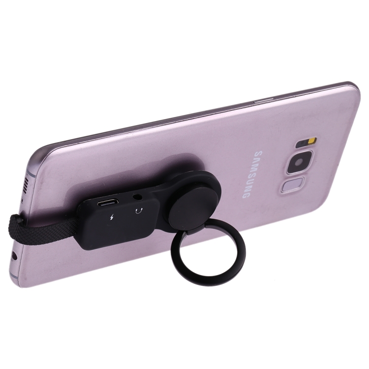 

5V 3A USB-C 360 Degrees Rotating Digital Ring Holder Audio Adapter (Black)