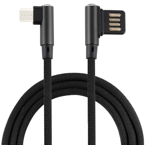 

2A USB Elbow to Micro USB Elbow Braided Data Cable, Cable Length: 2m (Black)