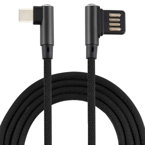 

2A USB Elbow to USB-C / Type-C Elbow Braided Data Cable, Cable Length: 3m (Black)