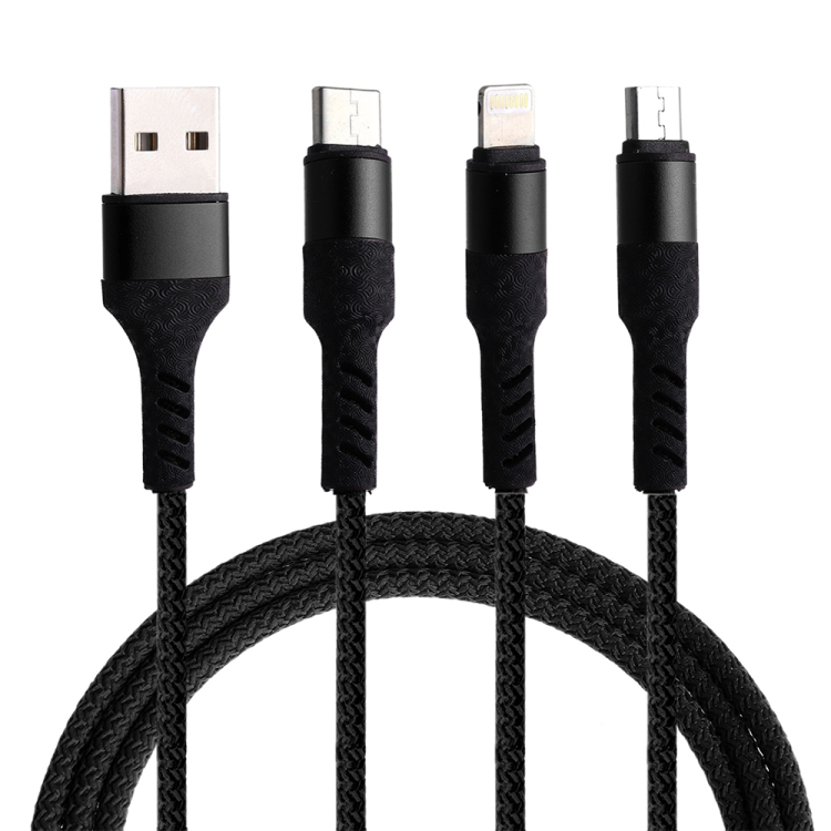 

Micro USB / 8 Pin / Type-C to USB High Speed Weave Charging Cable(Black)