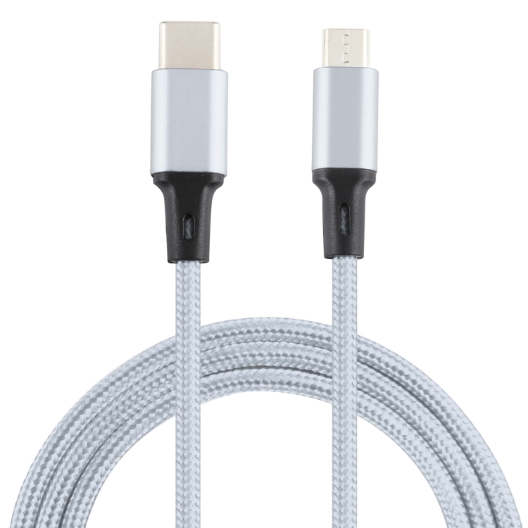 

2A USB to Micro USB Braided Data Cable, Cable Length: 1m (Silver)
