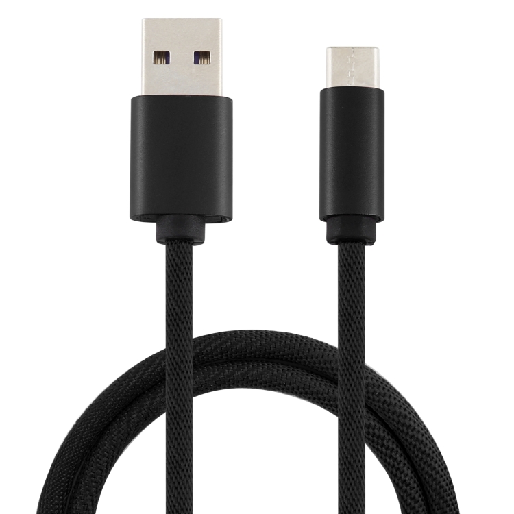 

5A USB to USB-C / Type-C Super Fast Charging Braided Data Cable, Cable Length: 1.2m (Black)