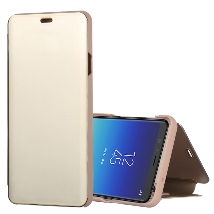 

Mirror Clear View Horizontal Flip PU Leather Case for Galaxy A8 Star , with Holder (Gold)