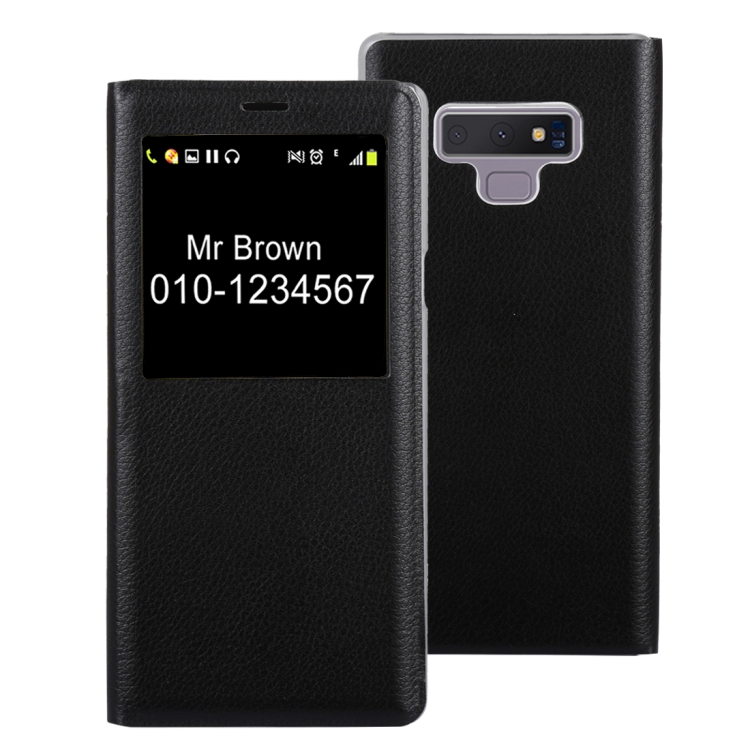 

Litchi Texture PU+PC Horizontal Flip Leather Case for Galaxy Note 9 with Call Display ID(Black)