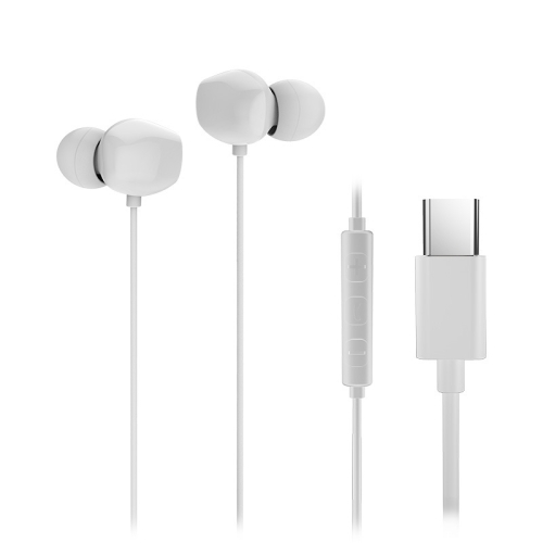 

8163 USB-C / Type-C Interface Mega Bass In Ear Wired Earphone with Mic (White)