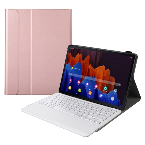 

A970 Detachable Bluetooth Keyboard Ultrathin Horizontal Flip Leather Tablet Case for Samsung Galaxy Tab S7 FE T730 / T736 / S7+ T970 / T975 / T976(Rose Gold)