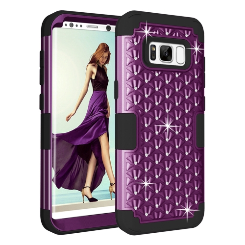 

For Galaxy S8 + / G955 Dropproof 3 in 1 Diamond Silicone sleeve for mobile phone(Purple)