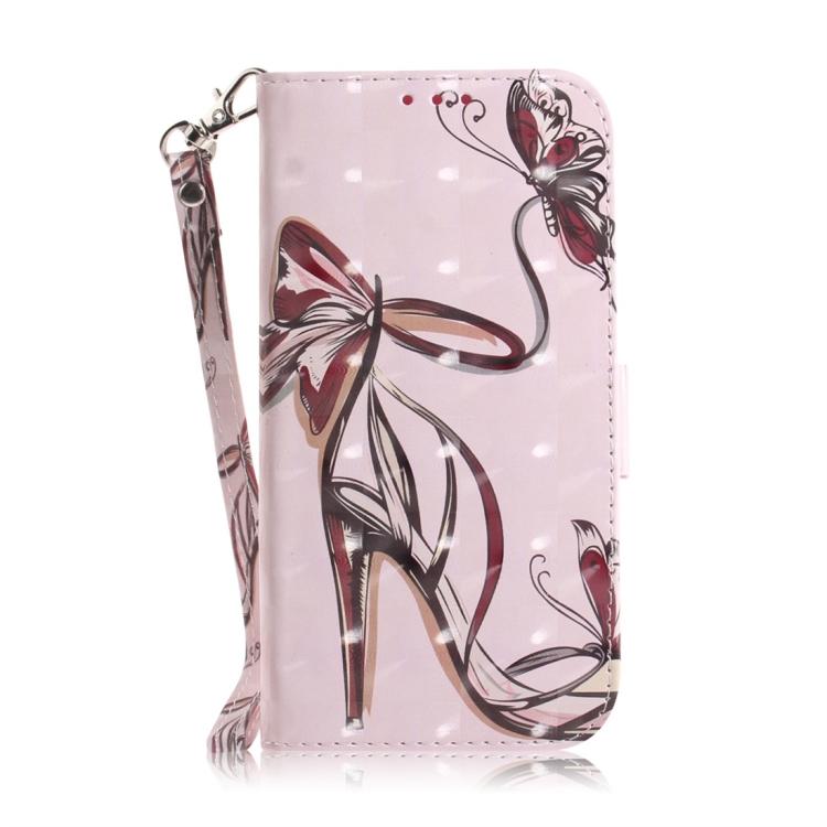 

Butterfly High-heeled Shoes Pattern 3D Coloured Drawing Horizontal Flip Leather Case for Galaxy A40, with Holder & Card Slots & Wallet