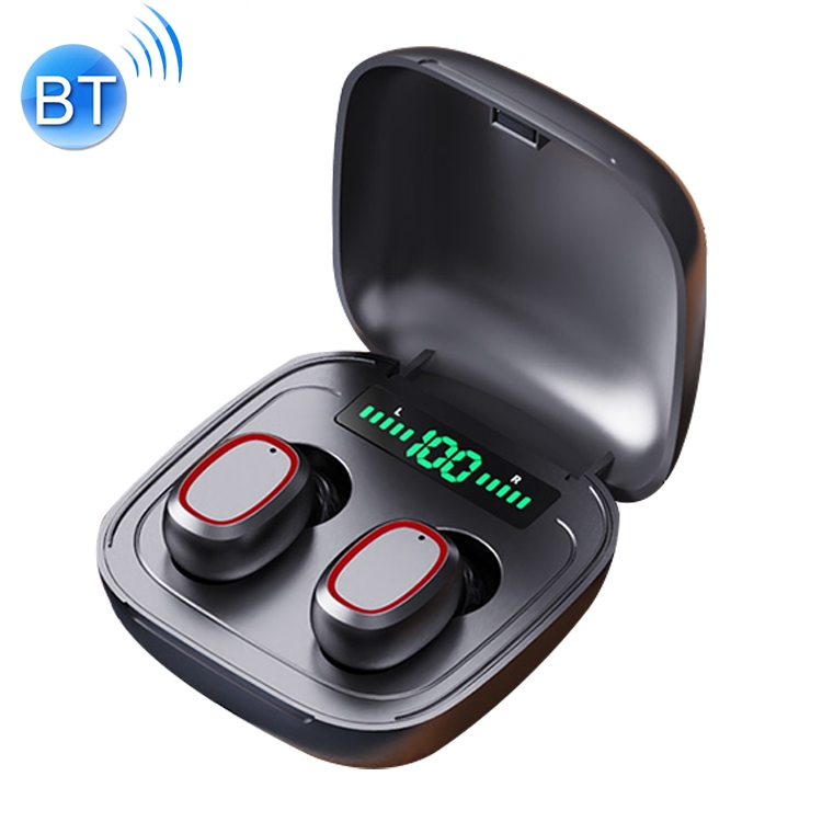 

C1 Bluetooth 5.0 TWS Square Touch Digital Display True Wireless Bluetooth Earphone with Charging Box (Black)