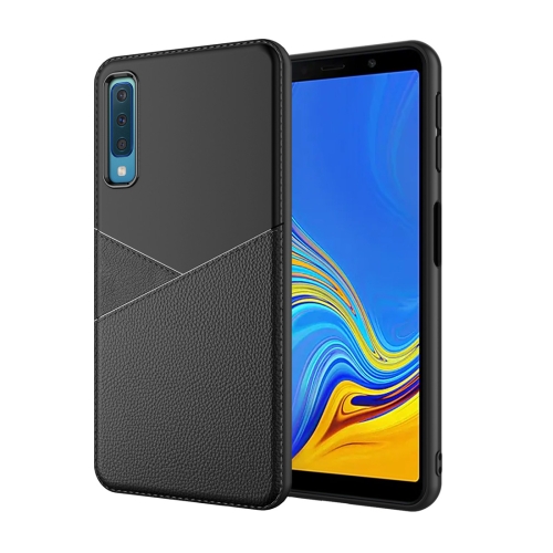 

Ultra-thin Shockproof Soft TPU + Leather Case for Galaxy A7 (2018)(Black)