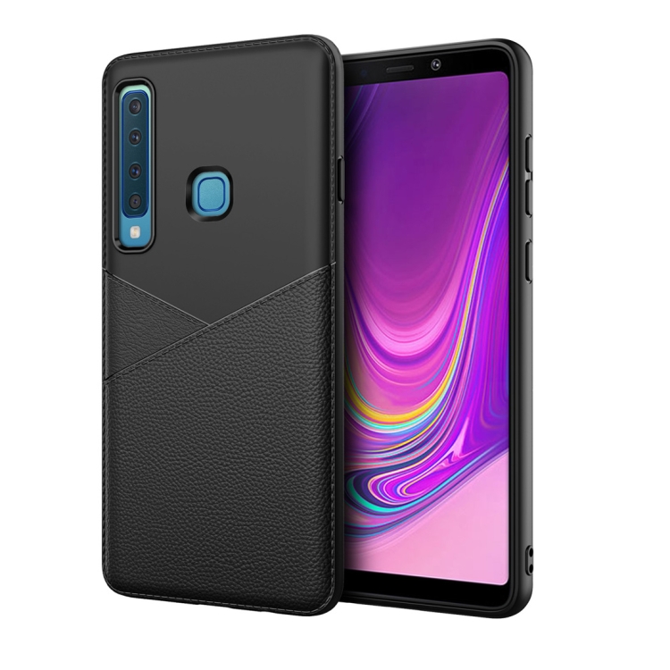 

Ultra-thin Shockproof Soft TPU + Leather Case for Galaxy A9 (2018) (Black)