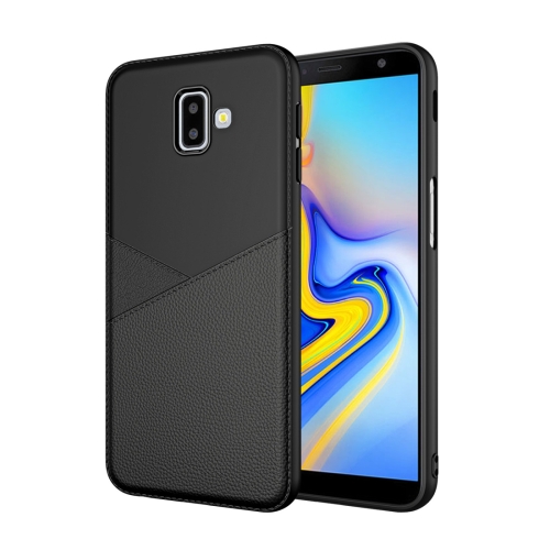

Ultra-thin Shockproof Soft TPU + Leather Case for Galaxy J6+ (Black)