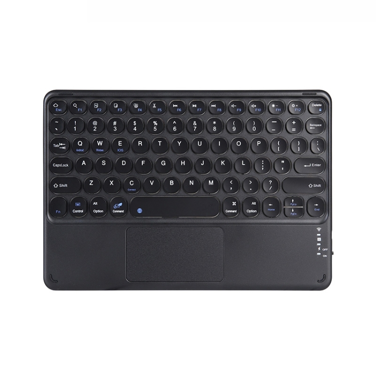 

250C 10 inch Universal Tablet Round Keycap Wireless Bluetooth Keyboard with Touch Panel (Black)