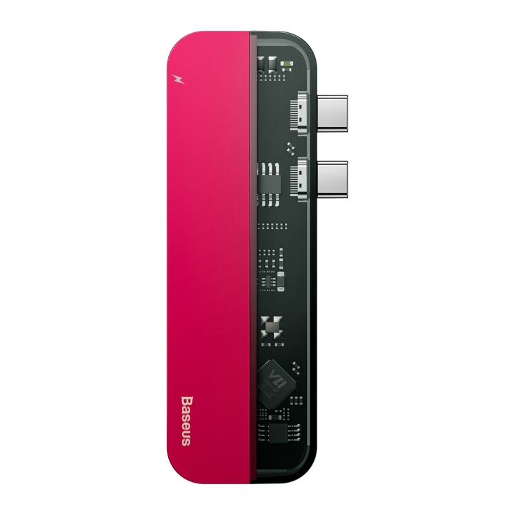 

Baseus Transparent Series Dual Port USB / Type-C Multifunctional HUB Adapter(Type-C to Type-Cx2+USB3.0x2+4K HDx1)(Red)
