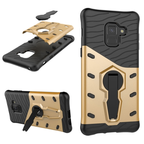 

For Galaxy A8 (2018) PC + TPU Dropproof Sniper Hybrid Protective Back Case with 360 Degree Rotation Holder (Gold)