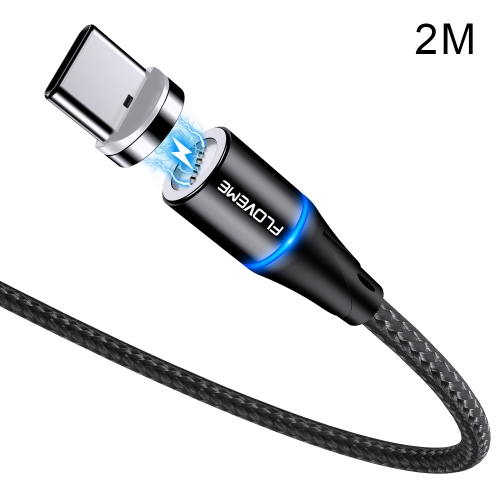 

FLOVEME 2m USB-C / Type-C to USB Round Head Magnetic 3A Fast Charging & Data Cable(Black)