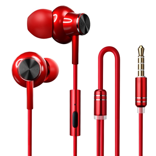 

F2 1.2m Wired In Ear 3.5mm Interface Metal HiFi Noise Reduction Earphones with Mic (Red)