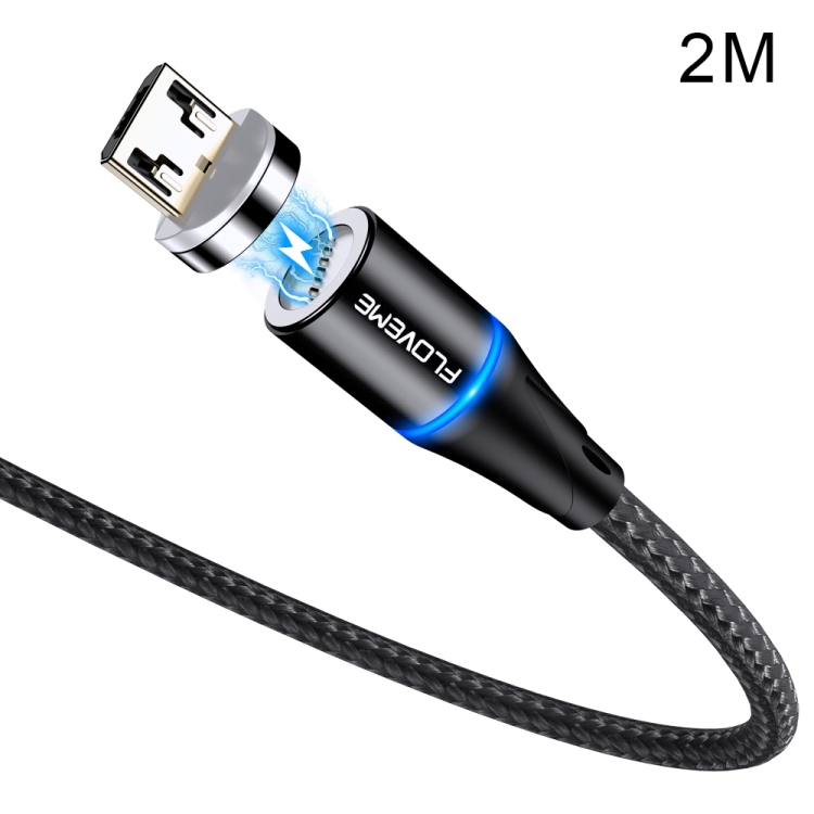 

FLOVEME 2m Micro USB to USB Round Head Magnetic 3A Fast Charging & Data Cable (Black)