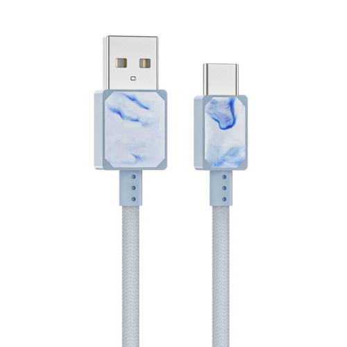 

5A USB to USB-C / Type-C Marble Pattern Polyester Braided Fast Charging and Transmission Data Cable, Cable Length: 1.2m (Blue)