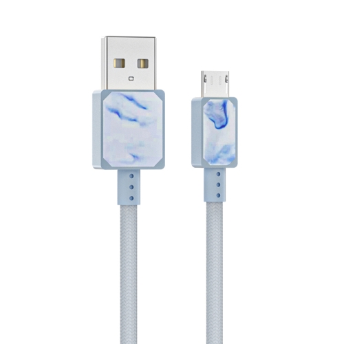 

5A USB to Micro USB Marble Pattern Polyester Braided Fast Charging and Transmission Data Cable, Cable Length: 1.2m (Blue)