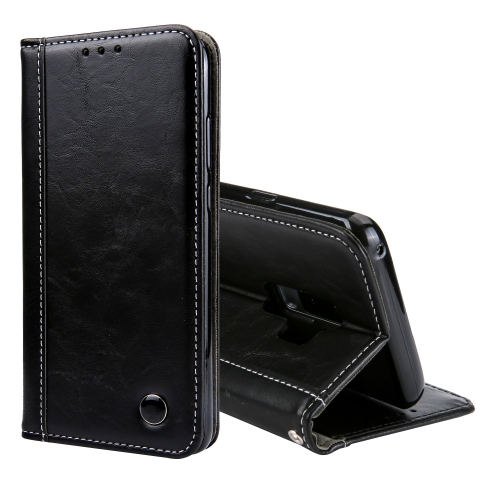 

Retro Book Design Horizontal Flip PU Leather Case for Galaxy S9+, with Holder & Card Slots(Black)