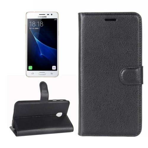 

For Galaxy J3 (2017) (EU Version) Litchi Texture Horizontal Flip Leather Case with Holder & Card Slots & Wallet(Black)