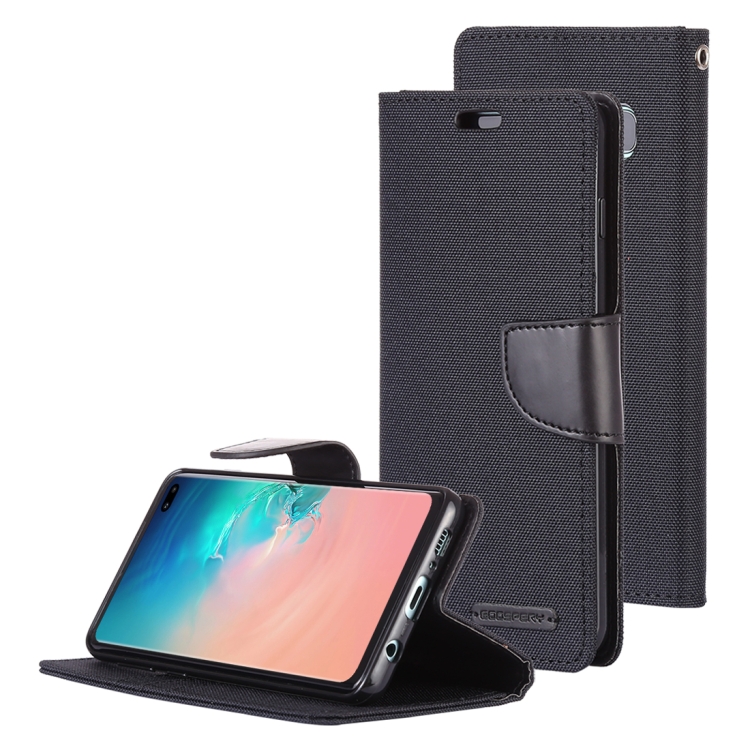 

GOOSPERY CANVAS DIARY Canvas Texture Horizontal Flip PU Leather Case for Galaxy S10 Plus, with Holder & Card Slots & Wallet (Black)