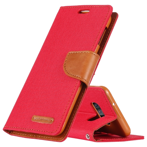 

GOOSPERY CANVAS DIARY Canvas Texture Horizontal Flip PU Leather Case for Galaxy S10 E, with Holder & Card Slots & Wallet (Red)