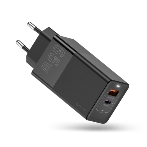 

KUULAA KL-CD14 65W QC3.0 USB + PD USB-C / Type-C Interface GaN Fast Charge Travel Charger, EU Plug(Black)