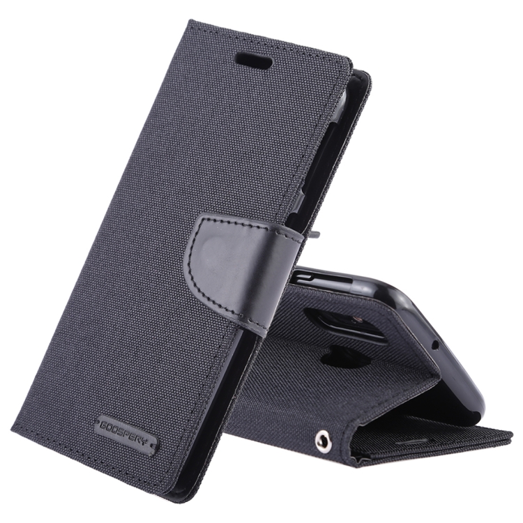 

GOOSPERY CANVAS DIARY Canvas Texture Horizontal Flip PU Leather Case for Galaxy A40, with Holder & Card Slots & Wallet(Black)