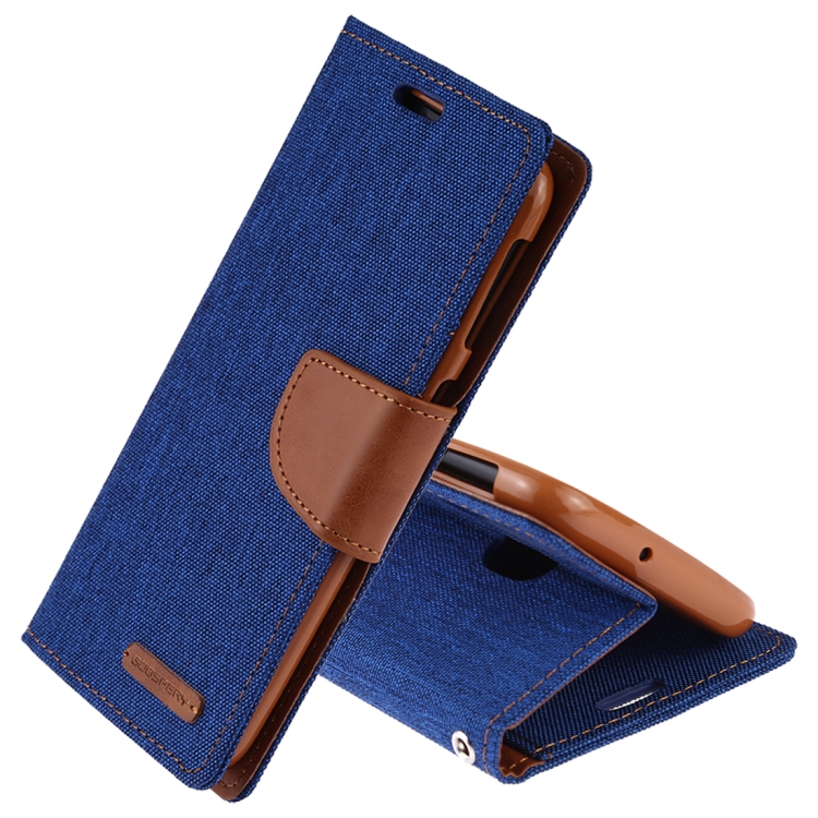 

GOOSPERY CANVAS DIARY Canvas Texture Horizontal Flip PU Leather Case for Galaxy A40, with Holder & Card Slots & Wallet(Blue)