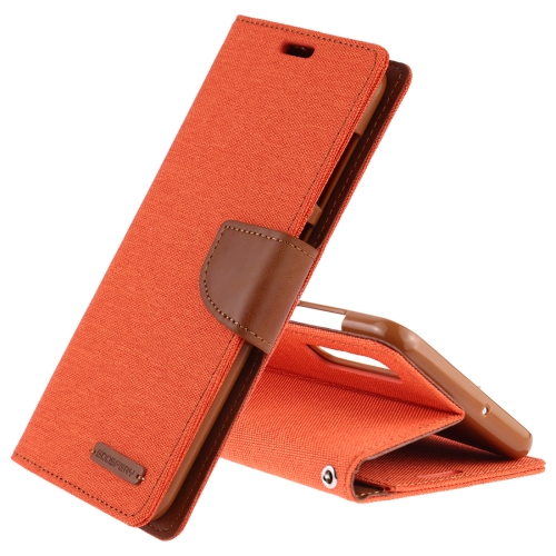 

GOOSPERY CANVAS DIARY Canvas Texture Horizontal Flip PU Leather Case for Galaxy A50, with Holder & Card Slots & Wallet (Orange)