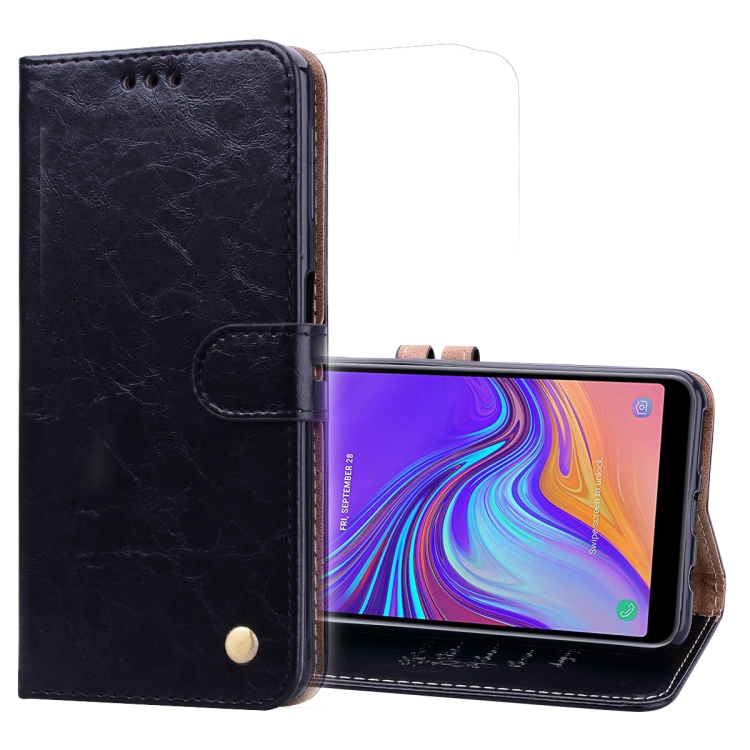 

Business Style Oil Wax Texture Horizontal Flip Leather Case for Galaxy A7 (2018), with Holder & Card Slots & Wallet(Black)