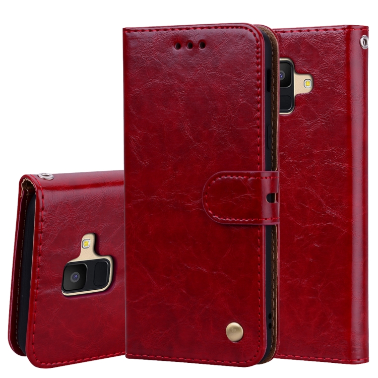 

Business Style Oil Wax Texture Horizontal Flip Leather Case for Galaxy A6 (2018), with Holder & Card Slots & Wallet (Red)