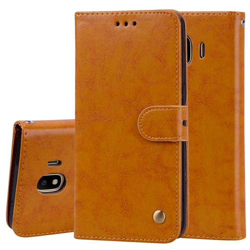 

Business Style Oil Wax Texture Horizontal Flip Leather Case for Galaxy J4 (EU Version) (2018), with Holder & Card Slots & Wallet (Brown)