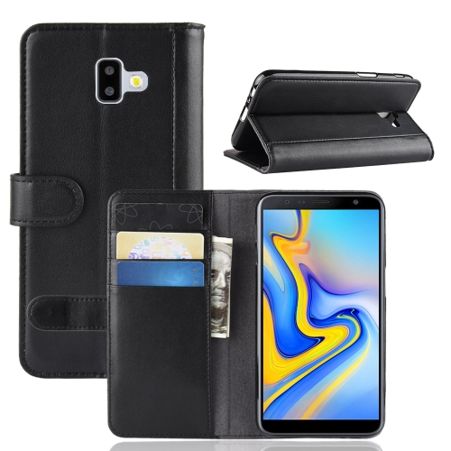 

Horizontal Flip Genuine Leather Case for Galaxy J6+ / J6 Prime, with Card Slots & Holder & Wallet (Black)