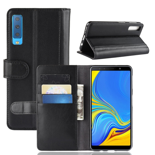 

Horizontal Flip Genuine Leather Case for Galaxy A7 (2018) / A750, with Card Slots & Holder & Wallet (Black)