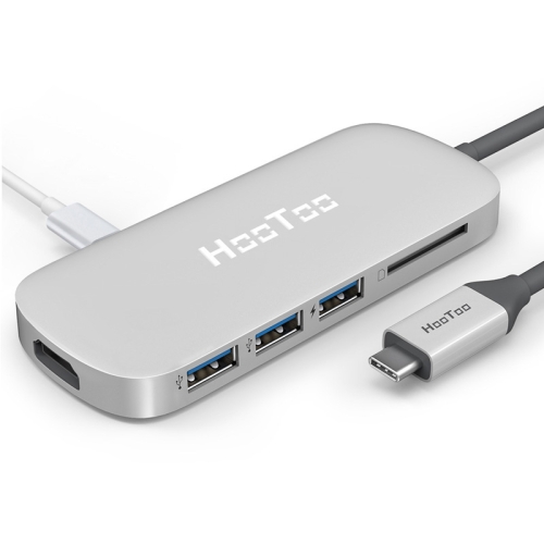 

ANKER RAVPOWER Hootoo 6 in 1 60W 3 USB 3.0 Ports HUB Docking Station for Macbook / Macbook Pro / Macbook Pro 2016 / 2017, with USB-C / Type-C Charging Port & SD Card Slot & HDMI Output(Silver)