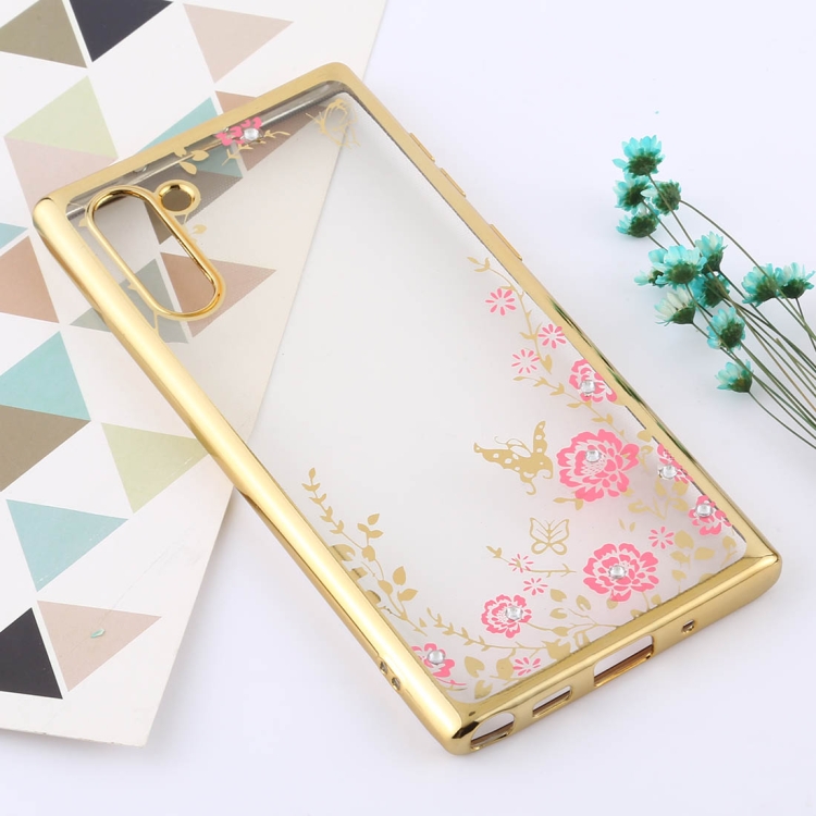 

Flowers Patterns Electroplating Soft TPU Protective Cover Case for Galaxy Note 10 (Gold)