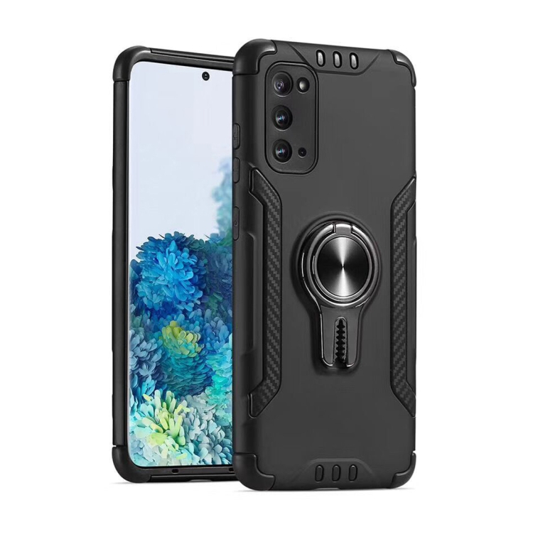 

For Galaxy S20 Plus Metal Ring Holder 360 Degree Rotating TPU + PC Protective Case (Black)