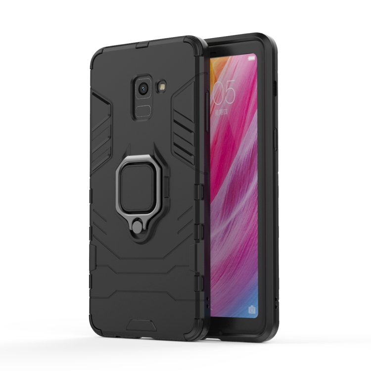 

PC + TPU Shockproof Protective Case with Magnetic Ring Holder for Galaxy A8 (2018)(Black)