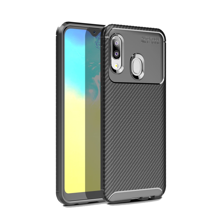 

Carbon Fiber Texture Shockproof TPU Case for Galaxy A20e (Black)