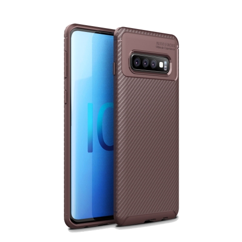 

Carbon Fiber Texture Shockproof TPU Case for Galaxy S10 5G (Brown)