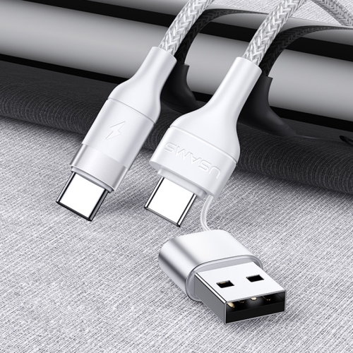 

USAMS US-SJ403 U31 Series 3 in 1 USB to USB-C / Type-C to 8Pin 60W PD Fast Charging & Data Cable(White)