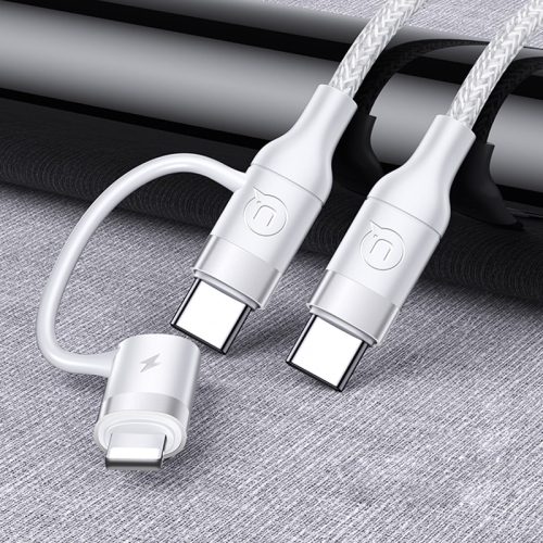 

USMAS US-SJ404 U31 Series 3 in 1 USB-C / Type-C to USB-C / Type-C to 8Pin 30W PD Fast Charging & Data Cable (White)