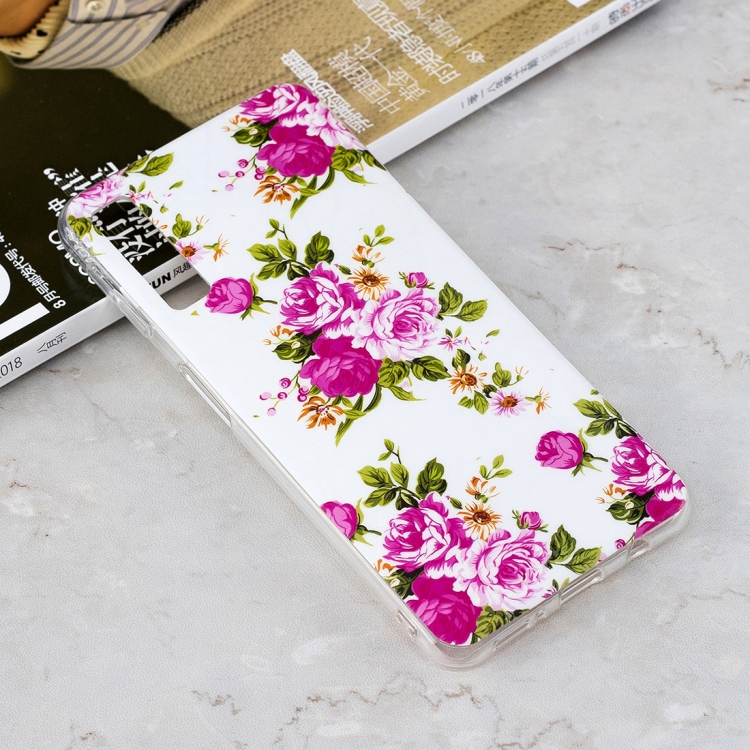 

Luminous Rosa Multiflora Flower Pattern Shockproof TPU Protective Case for Galaxy A7 (2018)