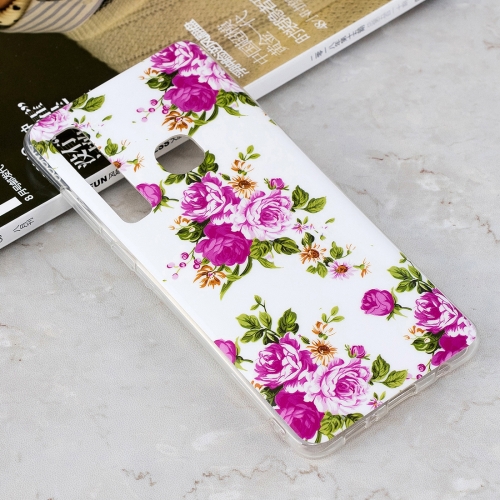 

Luminous Rosa Multiflora Flower Pattern Shockproof TPU Protective Case for Galaxy A9 (2018) / A9s