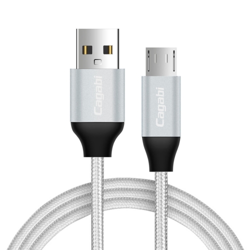 

Cagabi N1-2 2m 2.4A Aviation Aluminum Alloy + Nylon Micro USB to USB Data Sync Fast Charging Cable, For Galaxy, Huawei, Xiaomi, HTC, Sony and Other Smartphones(Silver)