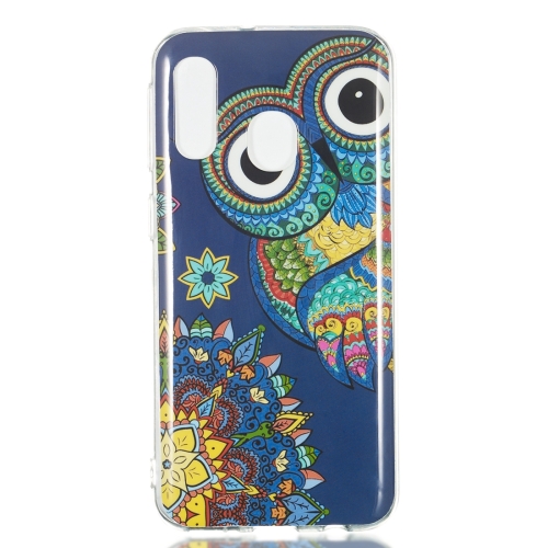 

Blue Owl Pattern Noctilucent TPU Soft Case for Galaxy A40